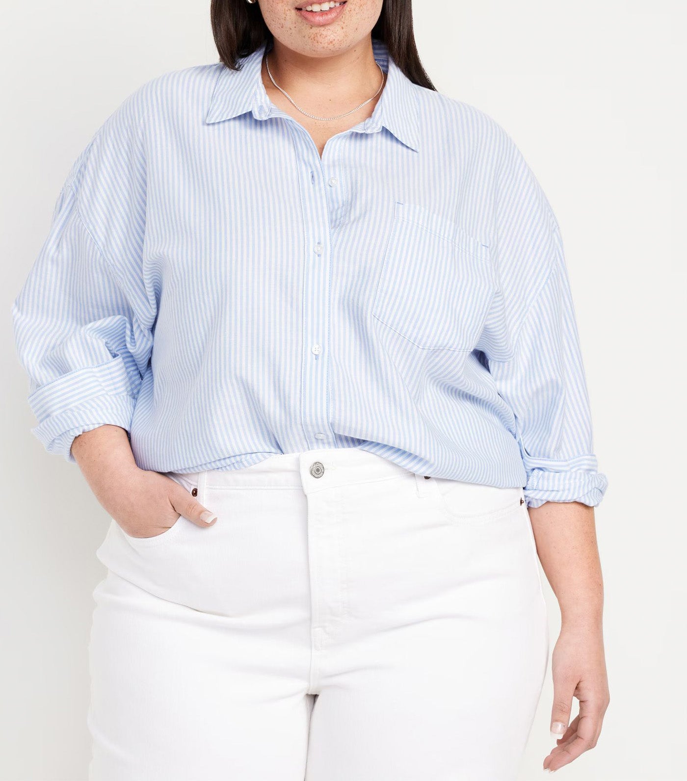 Oversized Boyfriend Shirt Light Blue Stripe