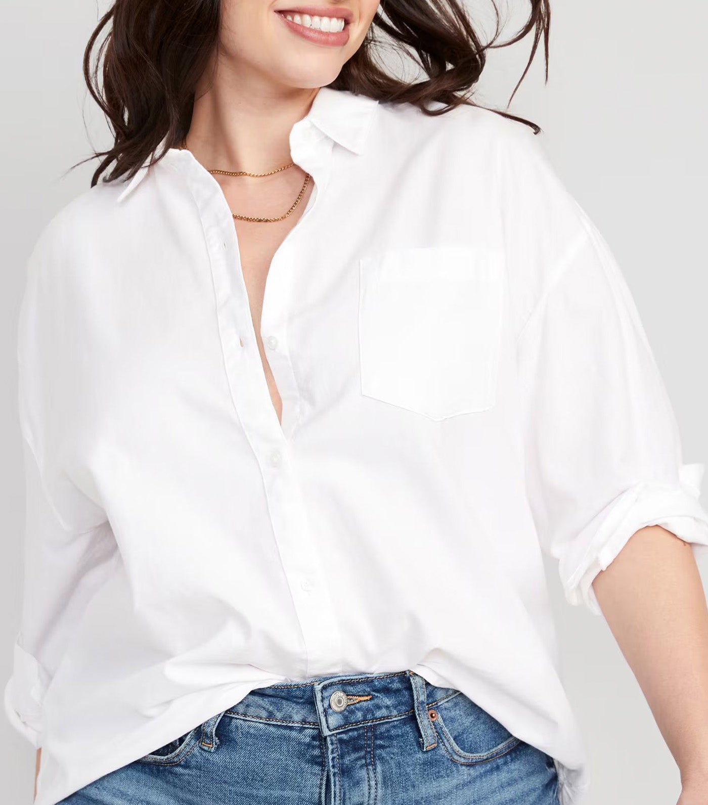 Old Navy Oversized Boyfriend Shirt for Women White Oxford