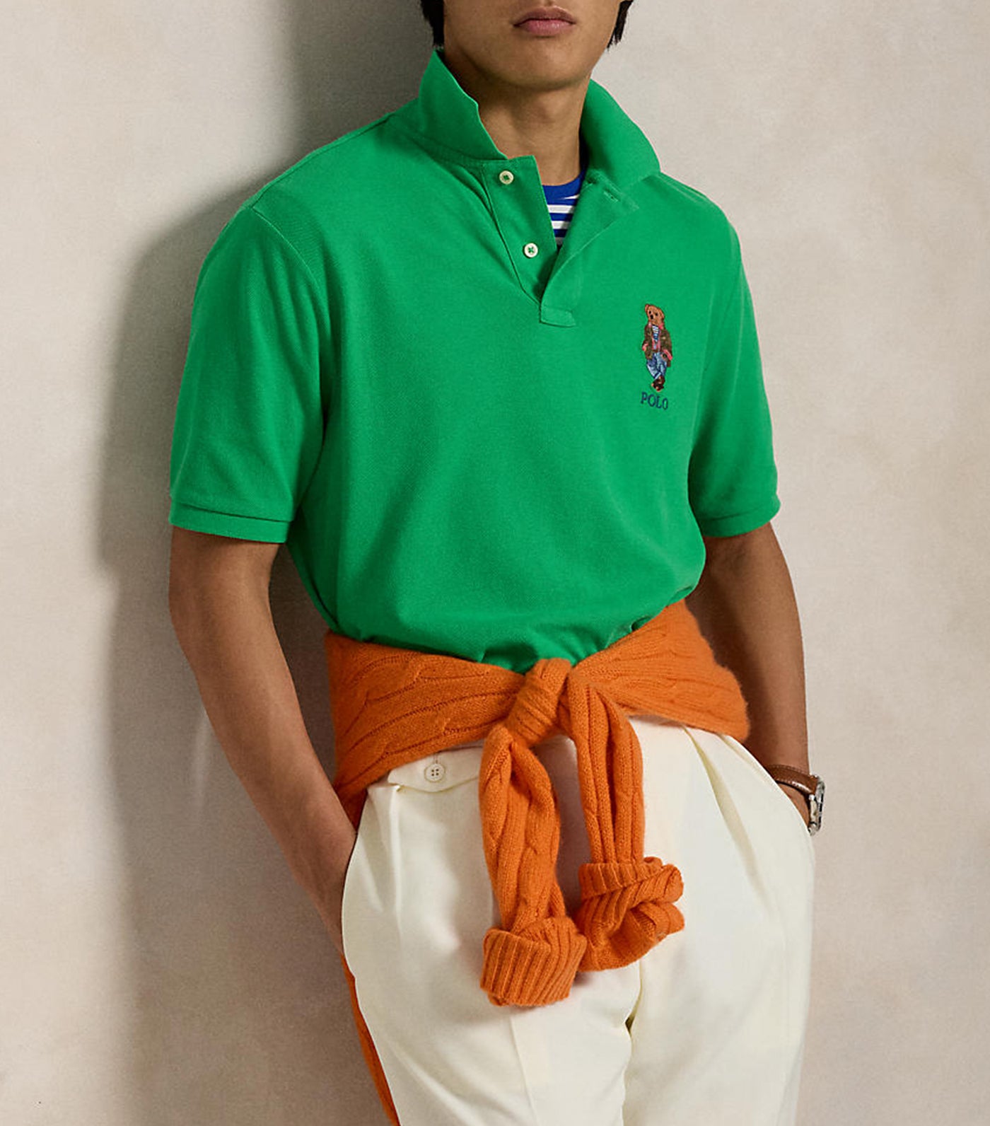 Men's Classic Fit Polo Bear Mesh Polo Shirt Summer Emerald Explorer Bear