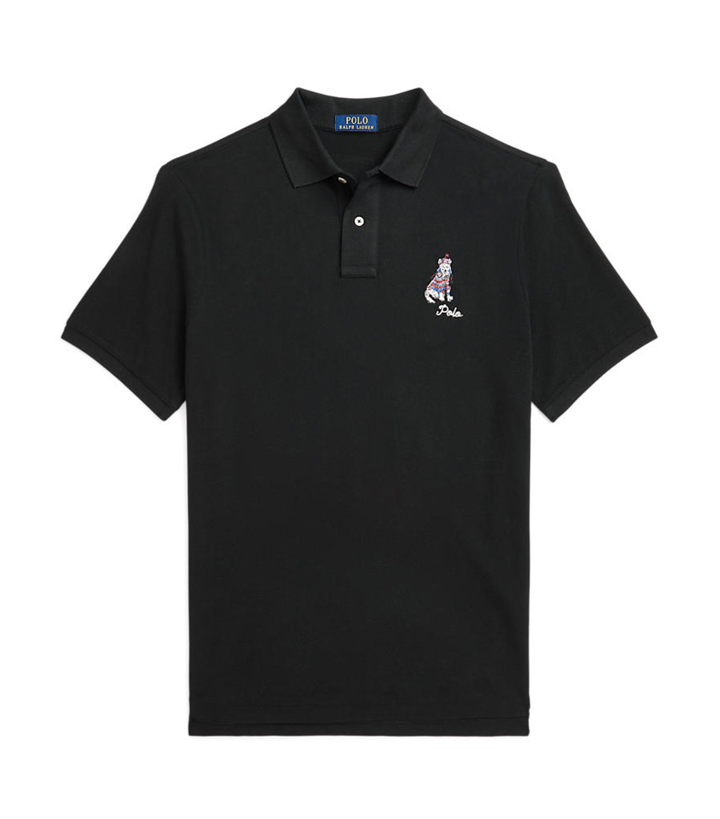 Men's Classic Fit Dog-Embroidered Polo Shirt Polo Black