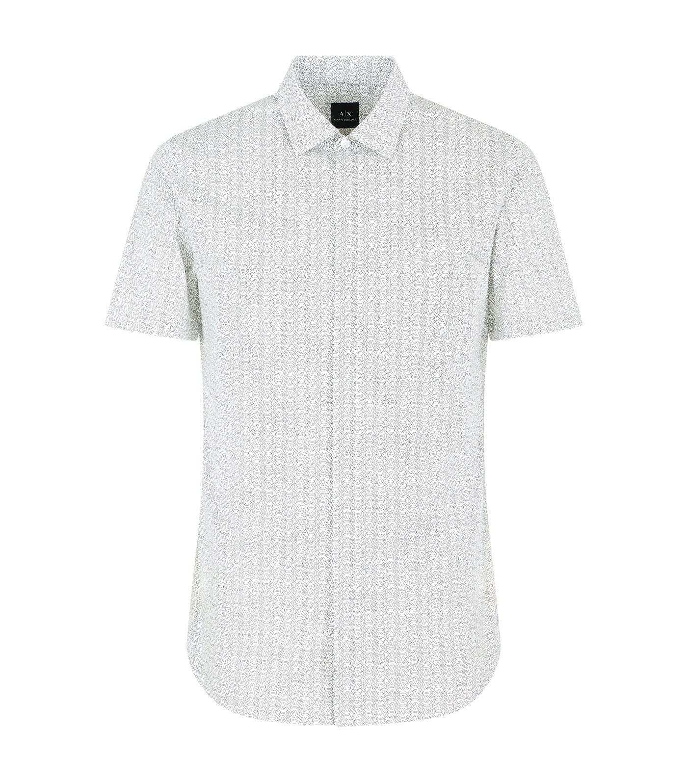 Armani Exchange Slim Fit Short Sleeve Shirt Off White Circle AX Logo
