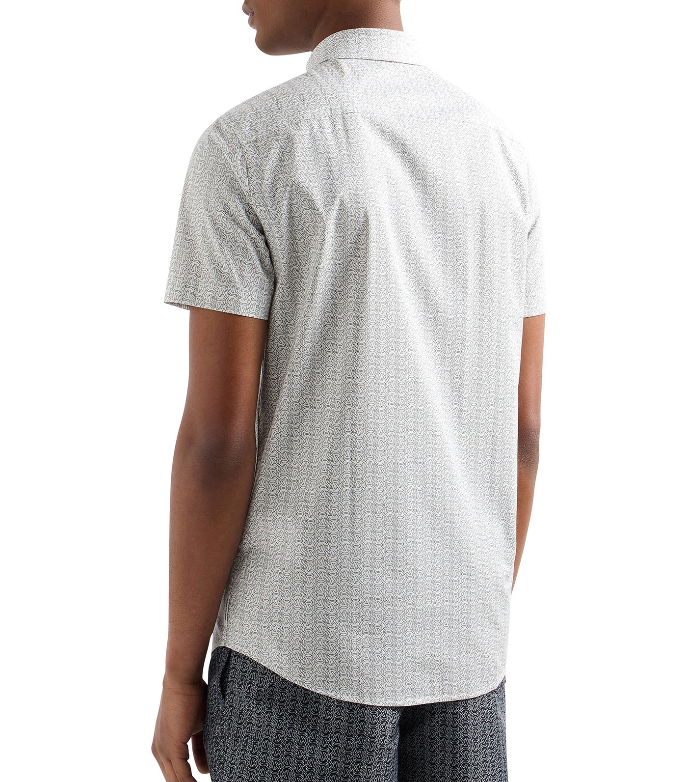 Armani Exchange Slim Fit Short Sleeve Shirt Off White Circle AX Logo