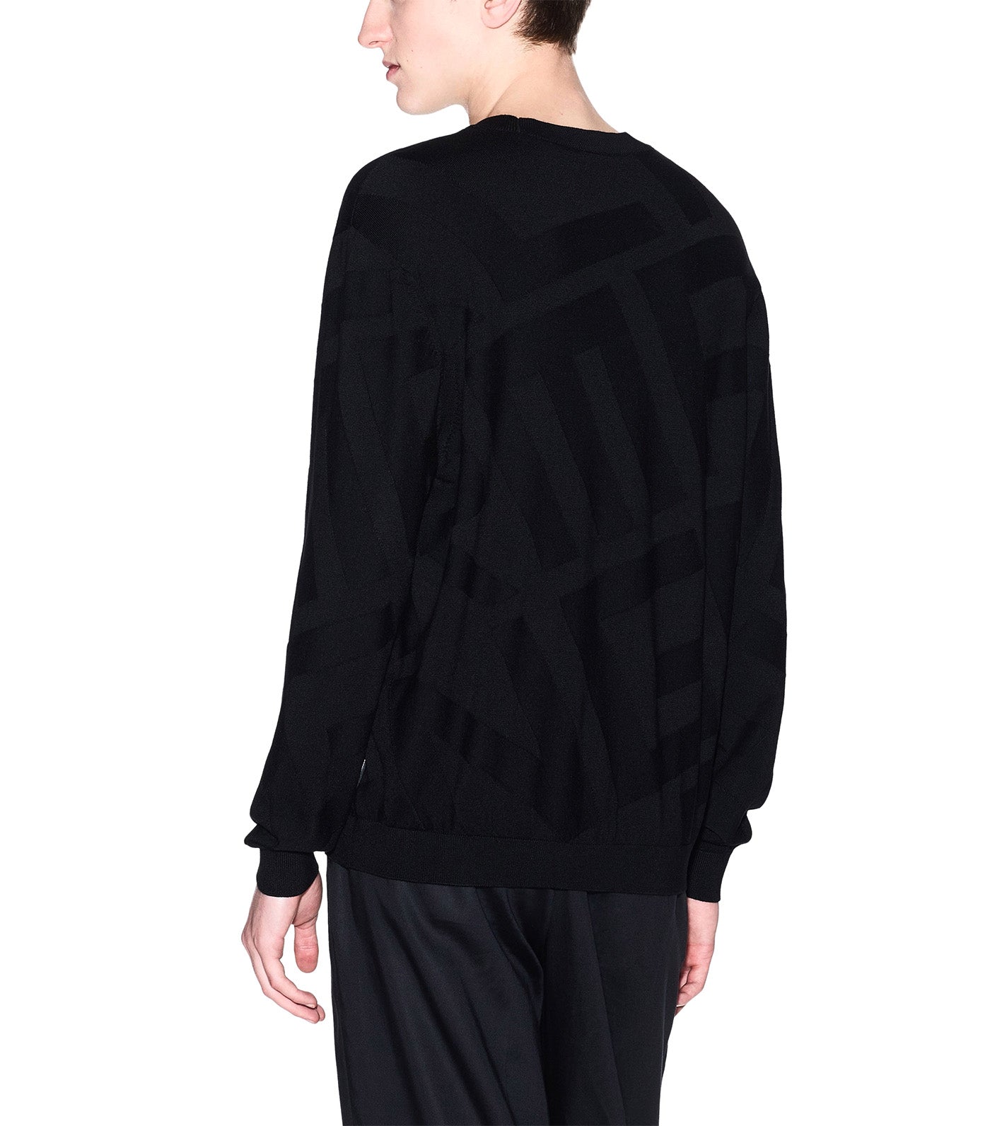 Armani Exchange Viscose Sweater Jacquard Black Over Logo Allover