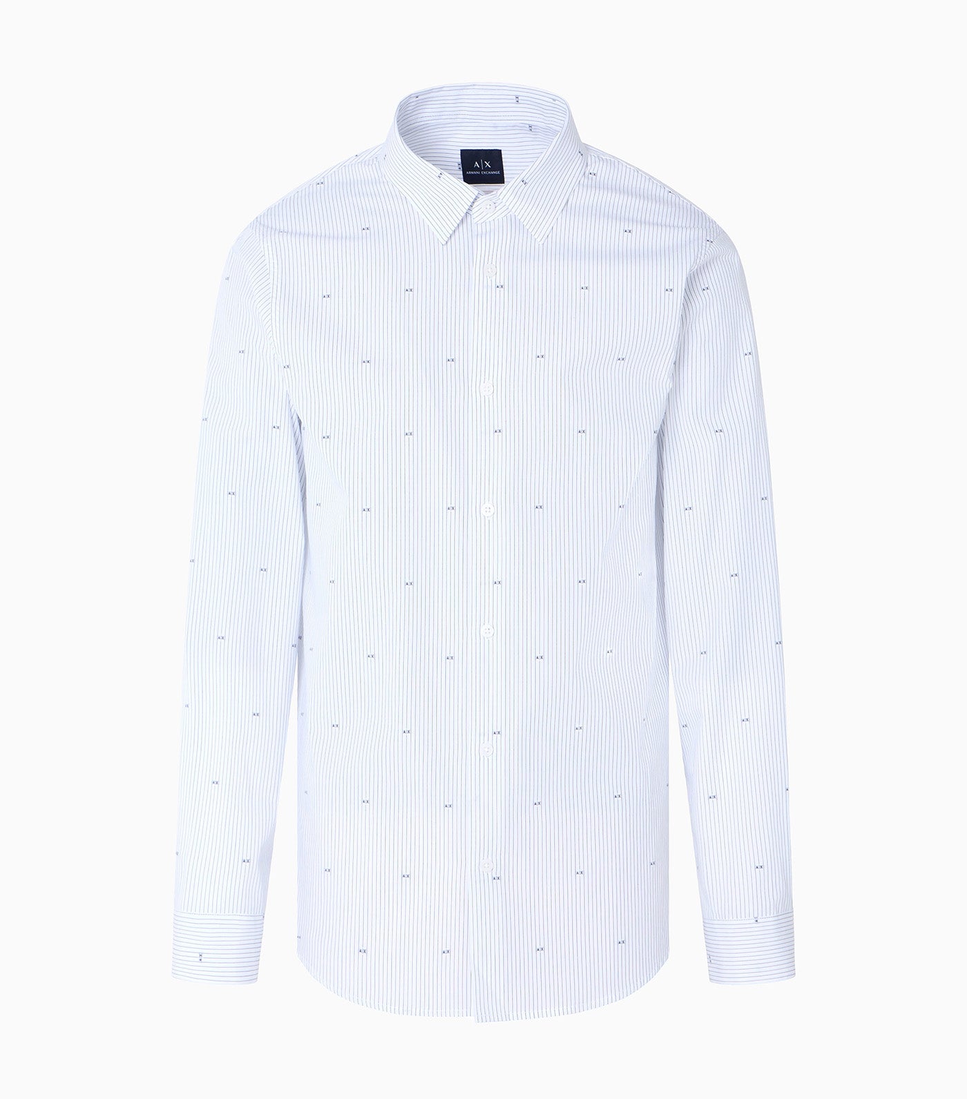 Armani Exchange Regular Fit Cotton Jacquard Shirt AX Stripe Off White