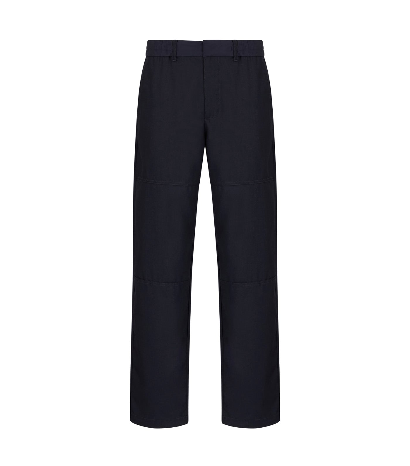 Rayon Wide Leg Trousers with Stitching Details Deep Navy