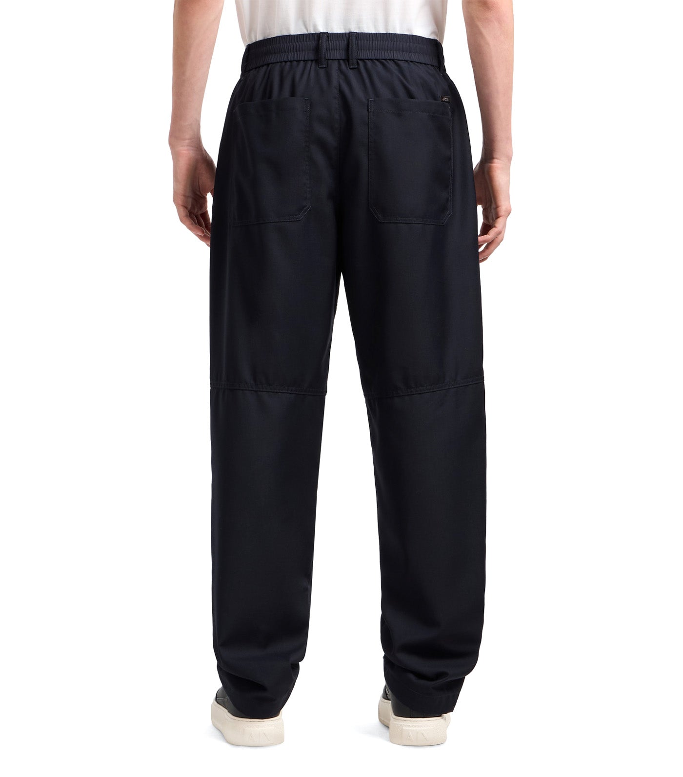 Rayon Wide Leg Trousers with Stitching Details Deep Navy