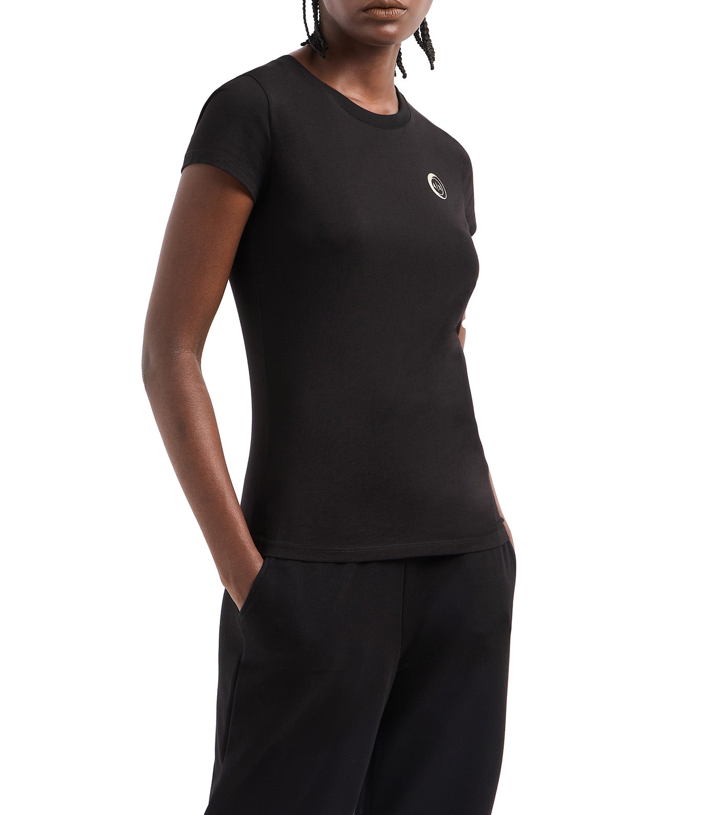 Jersey T-Shirt with Metal Logo Black