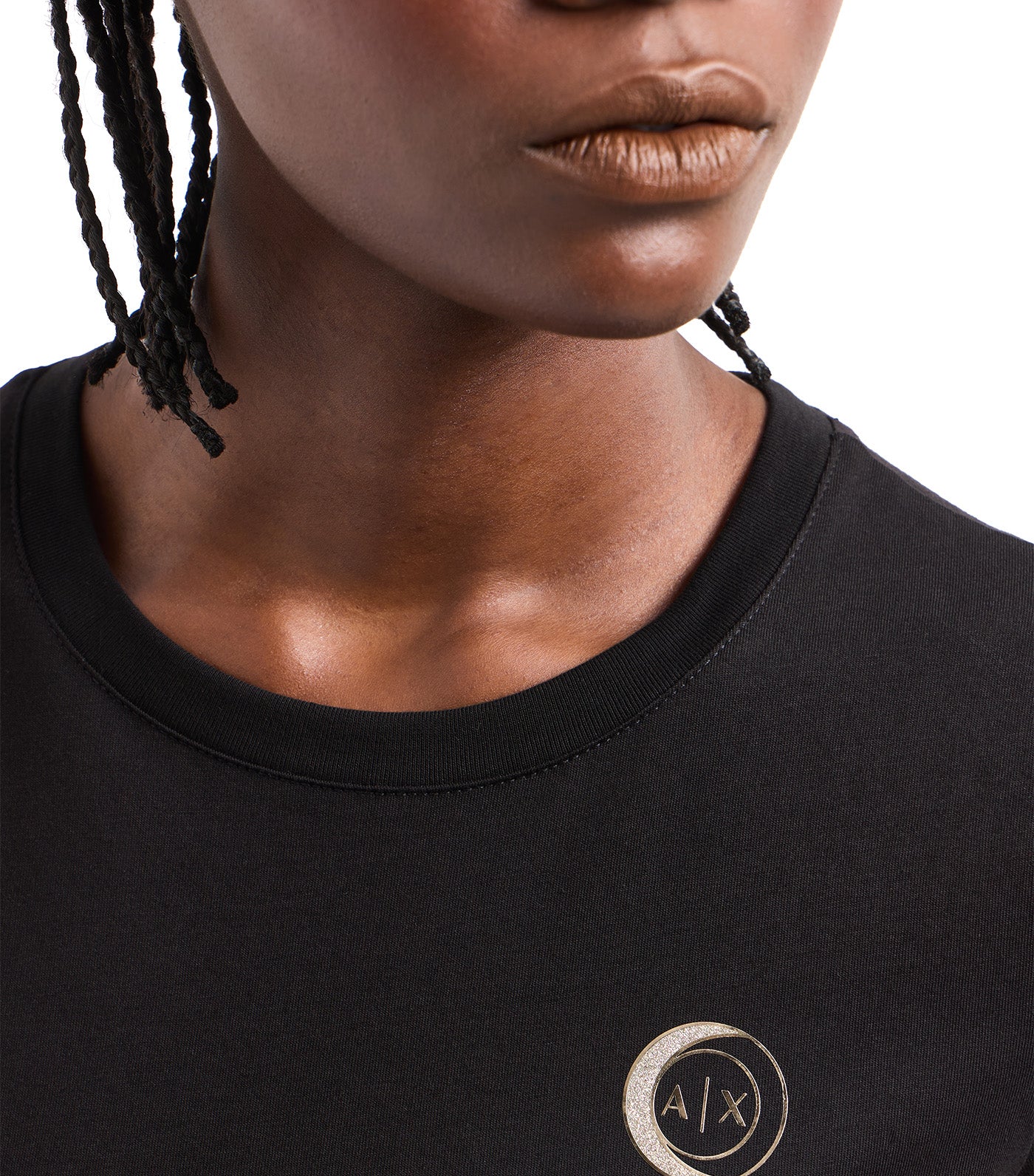 Jersey T-Shirt with Metal Logo Black