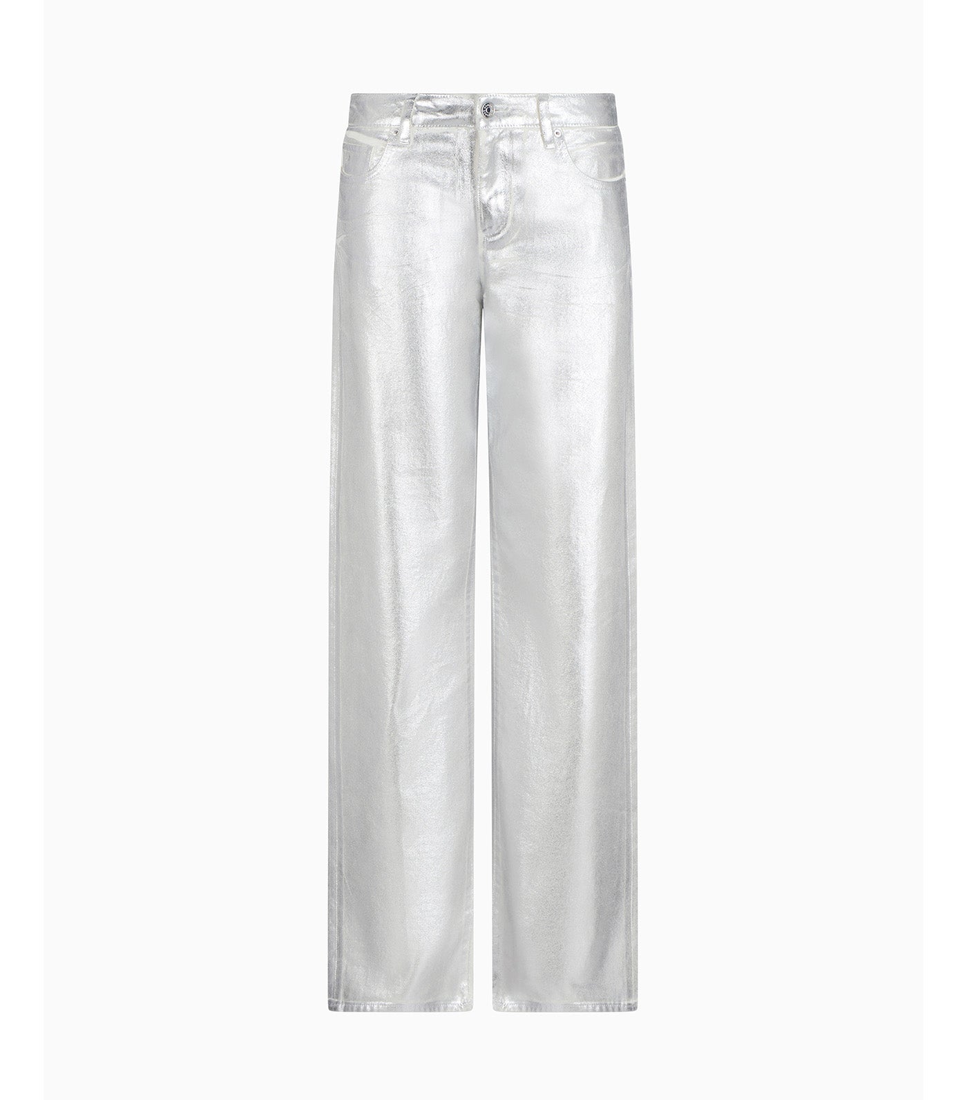 Metallic Stiff Cotton Trousers Mirror