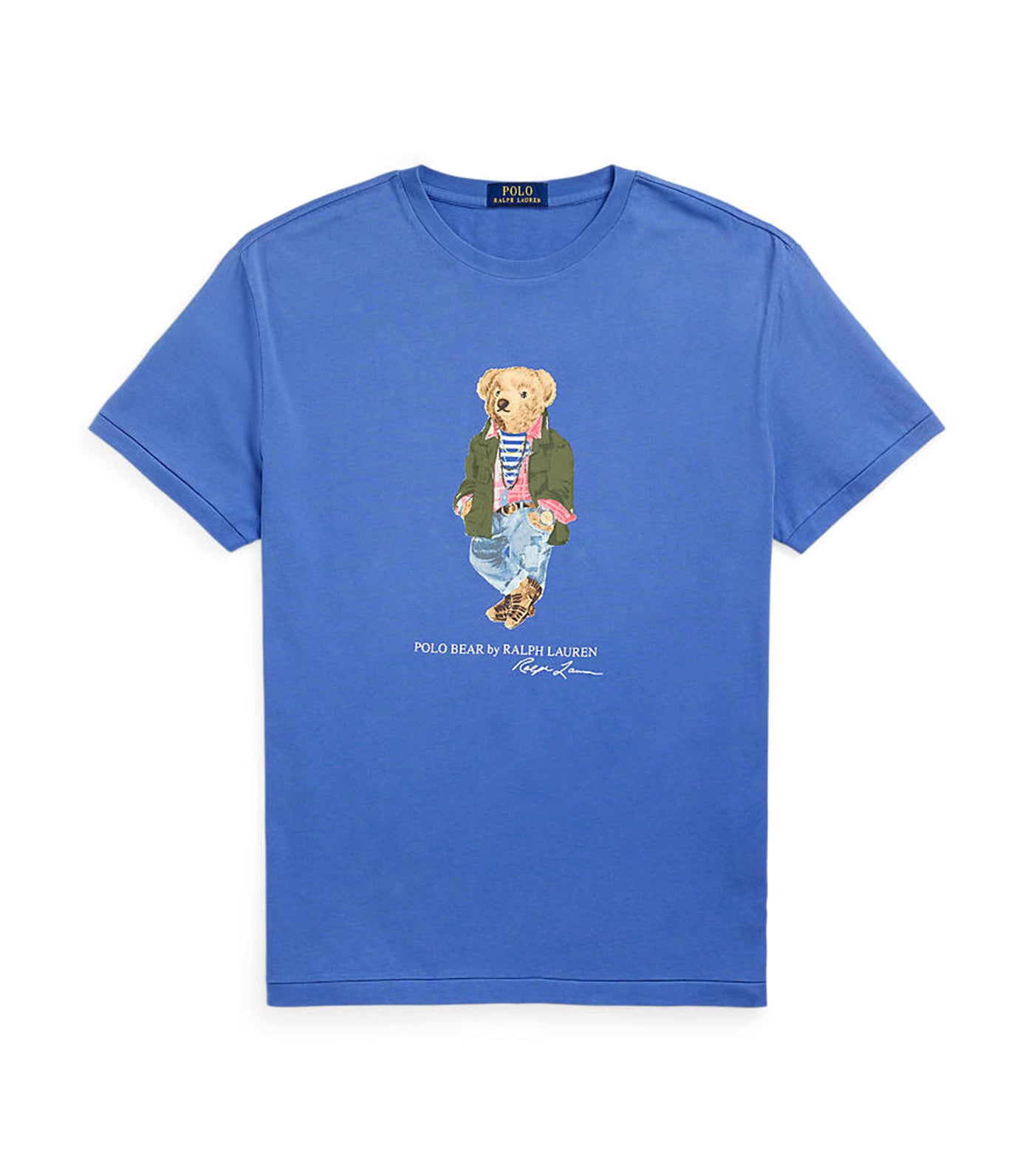 Men's Classic Fit Polo Bear Jersey T-Shirt Blue Satin Explorer Bear