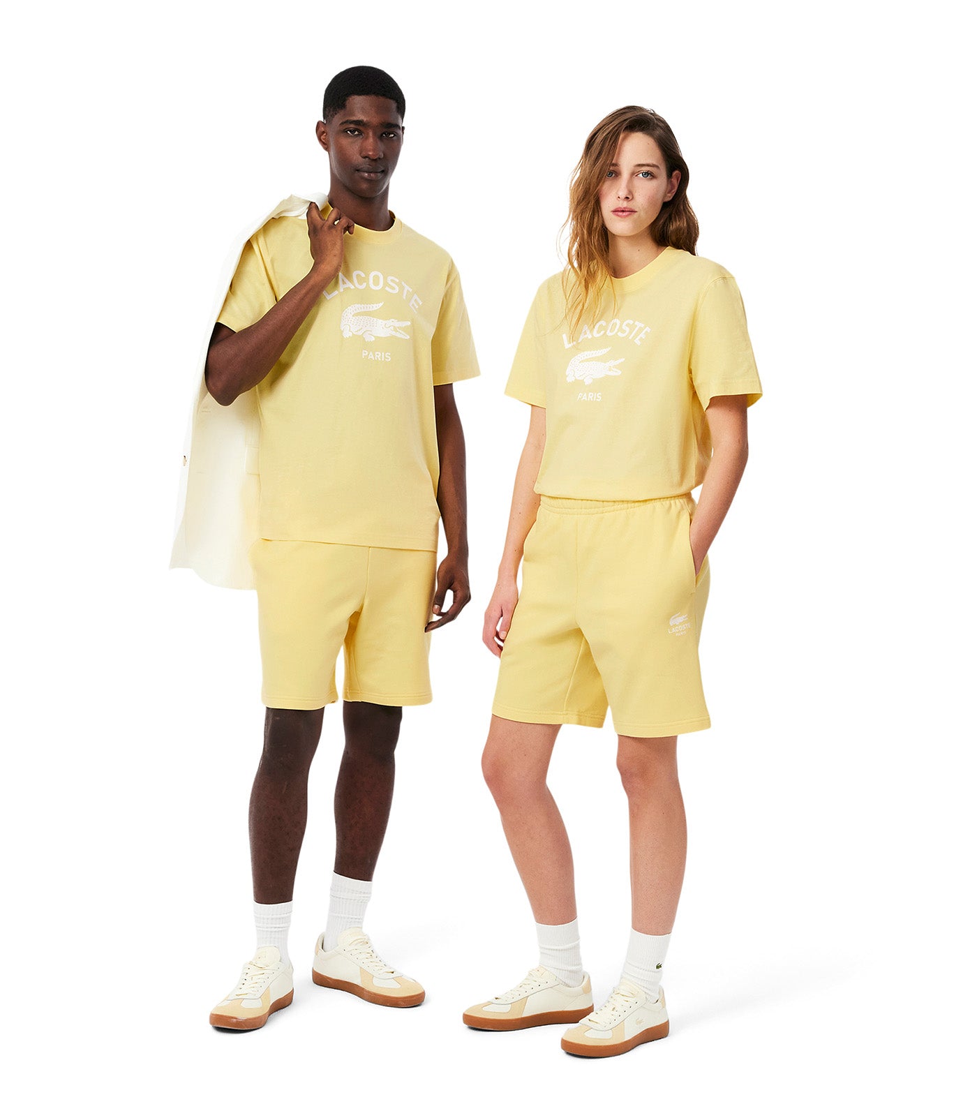 Printed Cotton Fleece Shorts Yellow