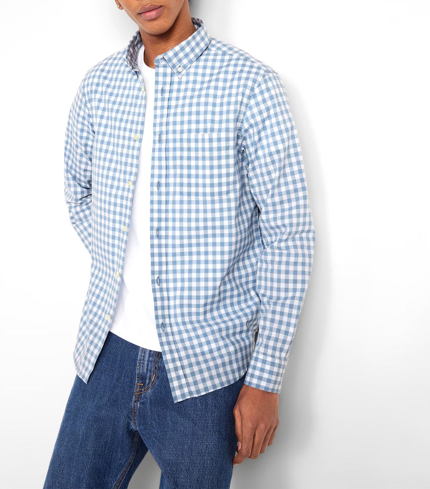 Old Navy Classic Fit Everyday Shirt Blue Gingham