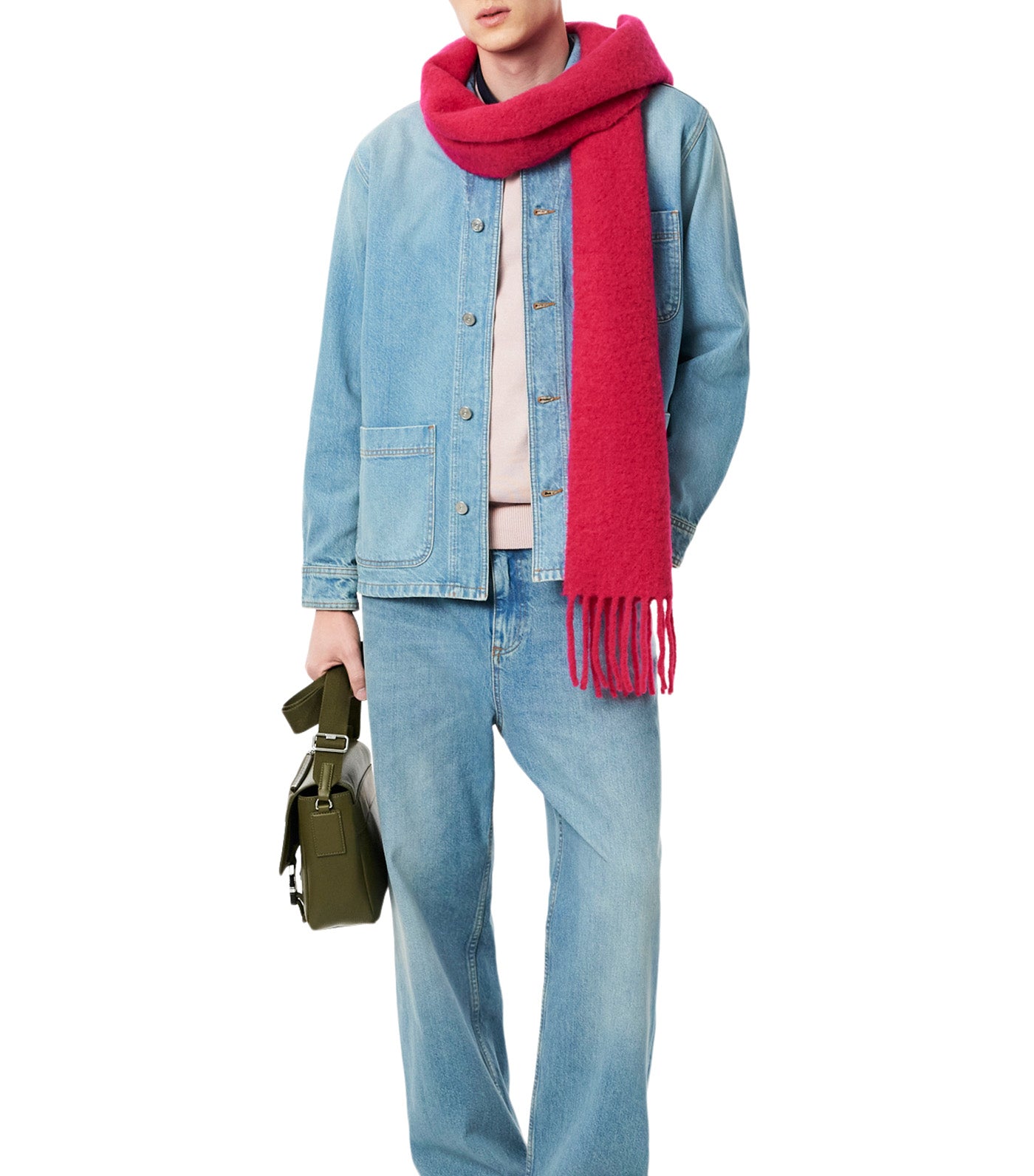 Lacoste Oversized Cotton Denim Overshirt Jacket Washed Bleach