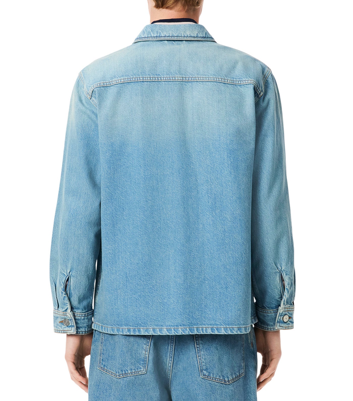Lacoste Oversized Cotton Denim Overshirt Jacket Washed Bleach