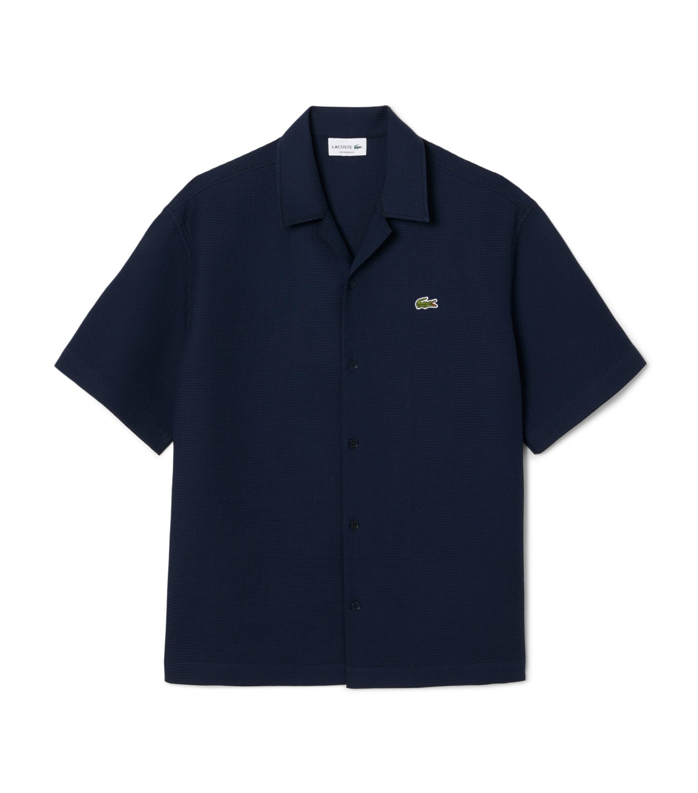 Lacoste Relaxed Fit Waffle Texture Shirt Navy Blue