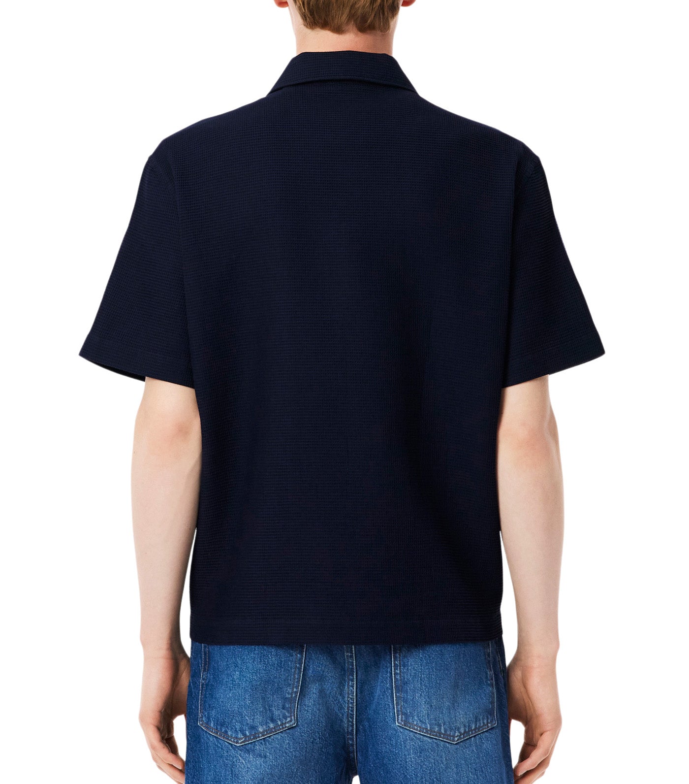 Lacoste Relaxed Fit Waffle Texture Shirt Navy Blue