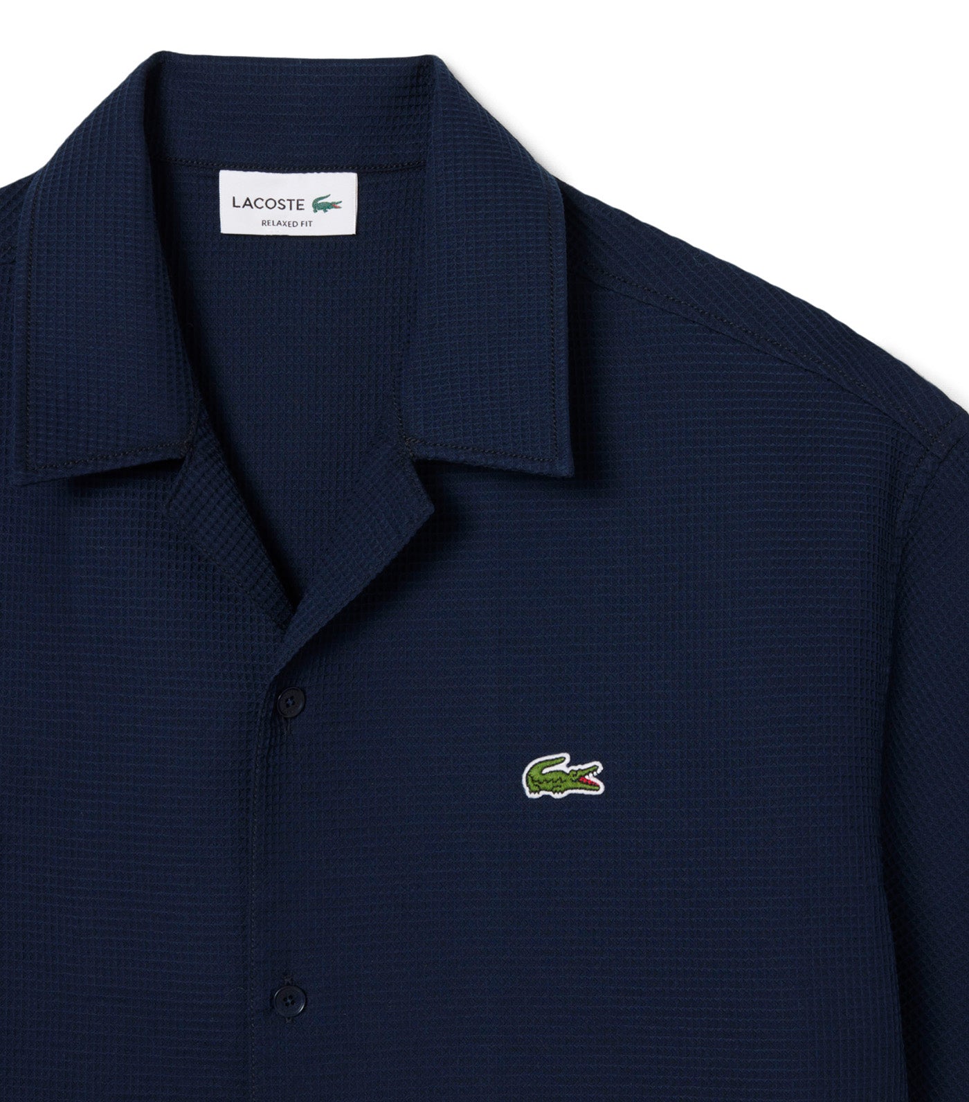 Lacoste Relaxed Fit Waffle Texture Shirt Navy Blue