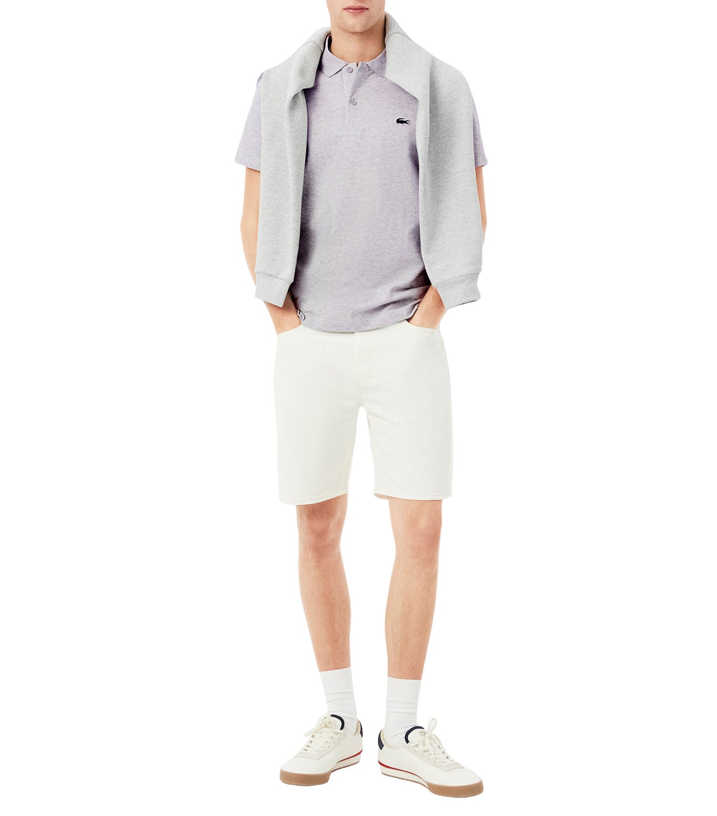 Regular Fit Cotton Polo Shirt Silver Chine