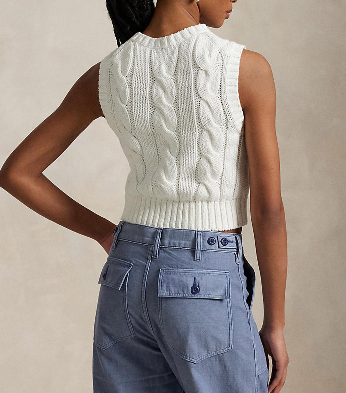 Women's Cable-Knit Cotton Crewneck Sweater Vest