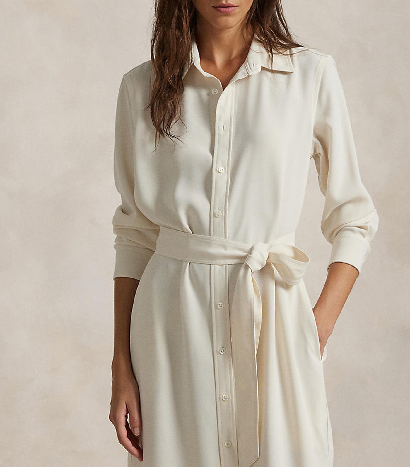 Women's Satin Shirtdress Mascarpone Cream