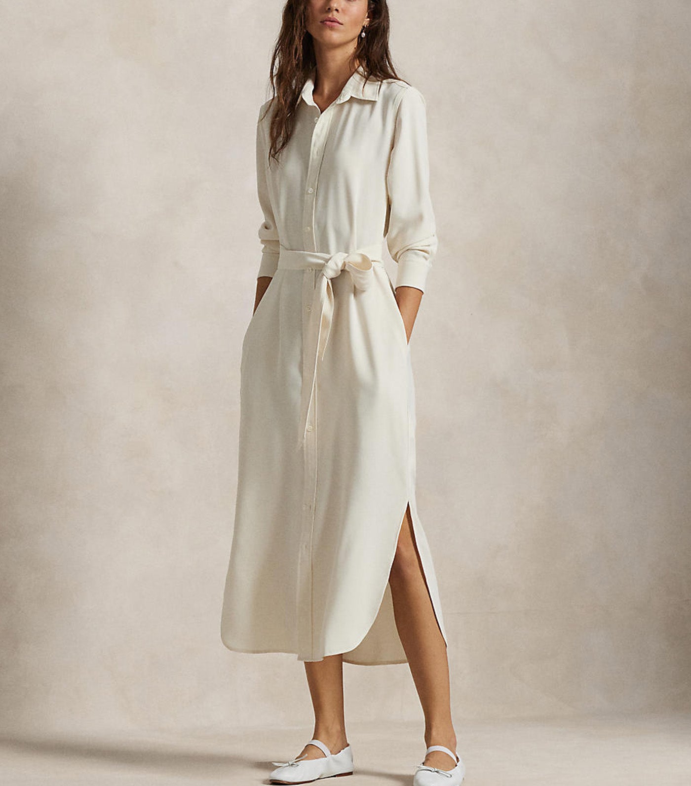 Women's Satin Shirtdress Mascarpone Cream