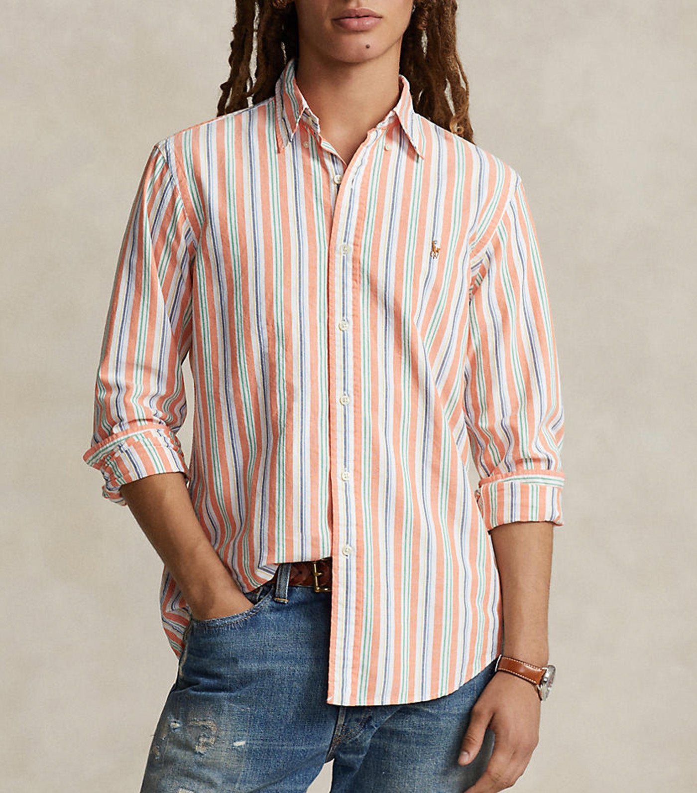 Men's Custom Fit Striped Oxford Shirt