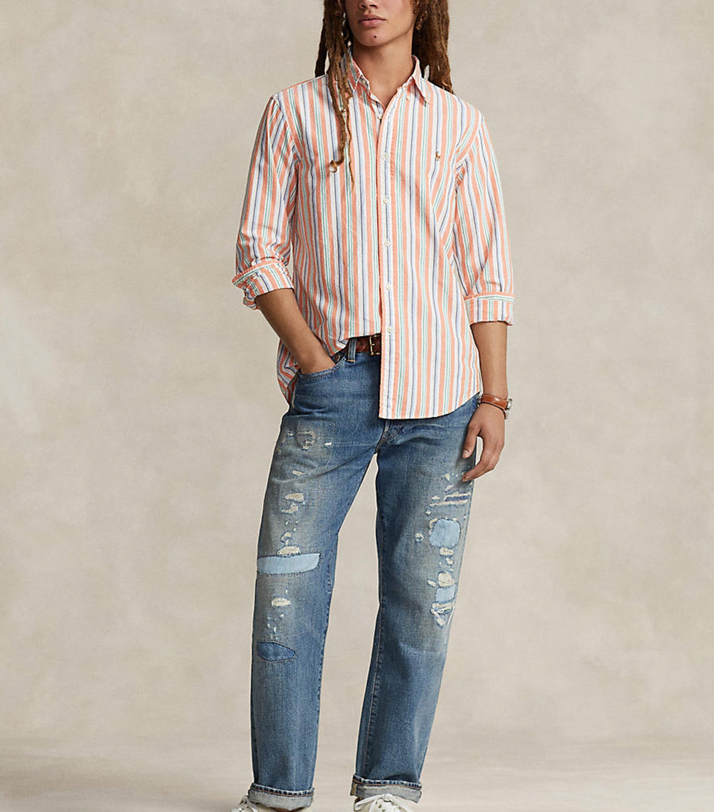 Men's Custom Fit Striped Oxford Shirt