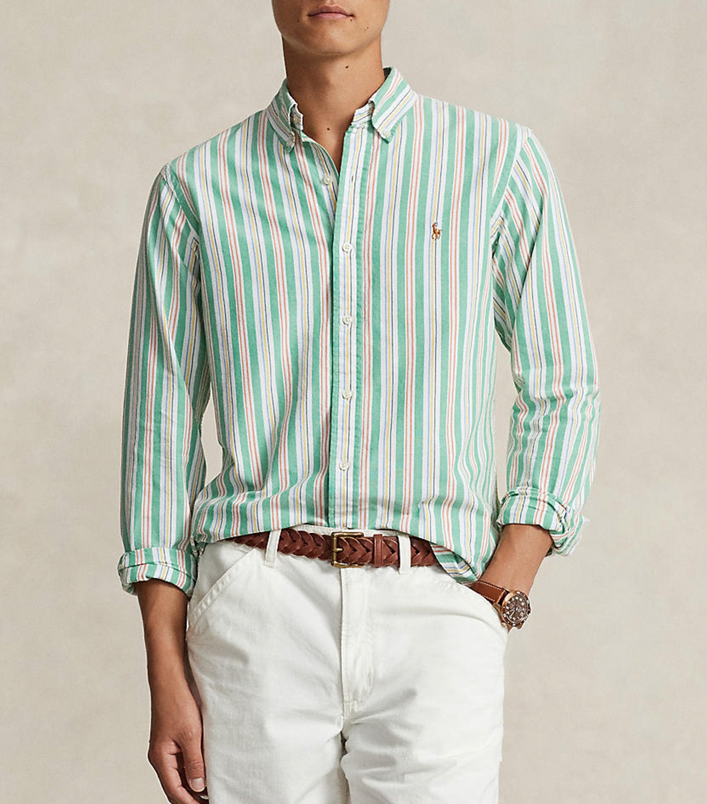 Men's Custom Fit Striped Oxford Shirt
