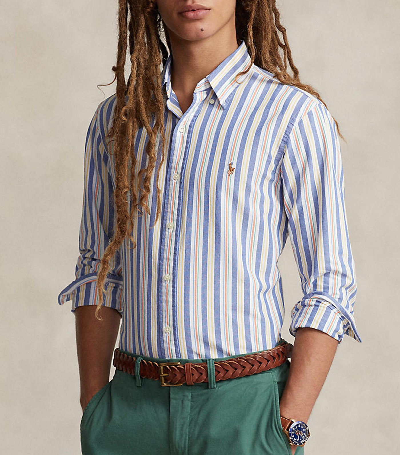 Men's Custom Fit Striped Oxford Shirt