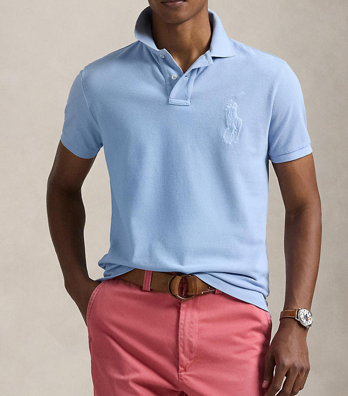 Men's Custom Slim Fit Big Pony Mesh Polo Shirt