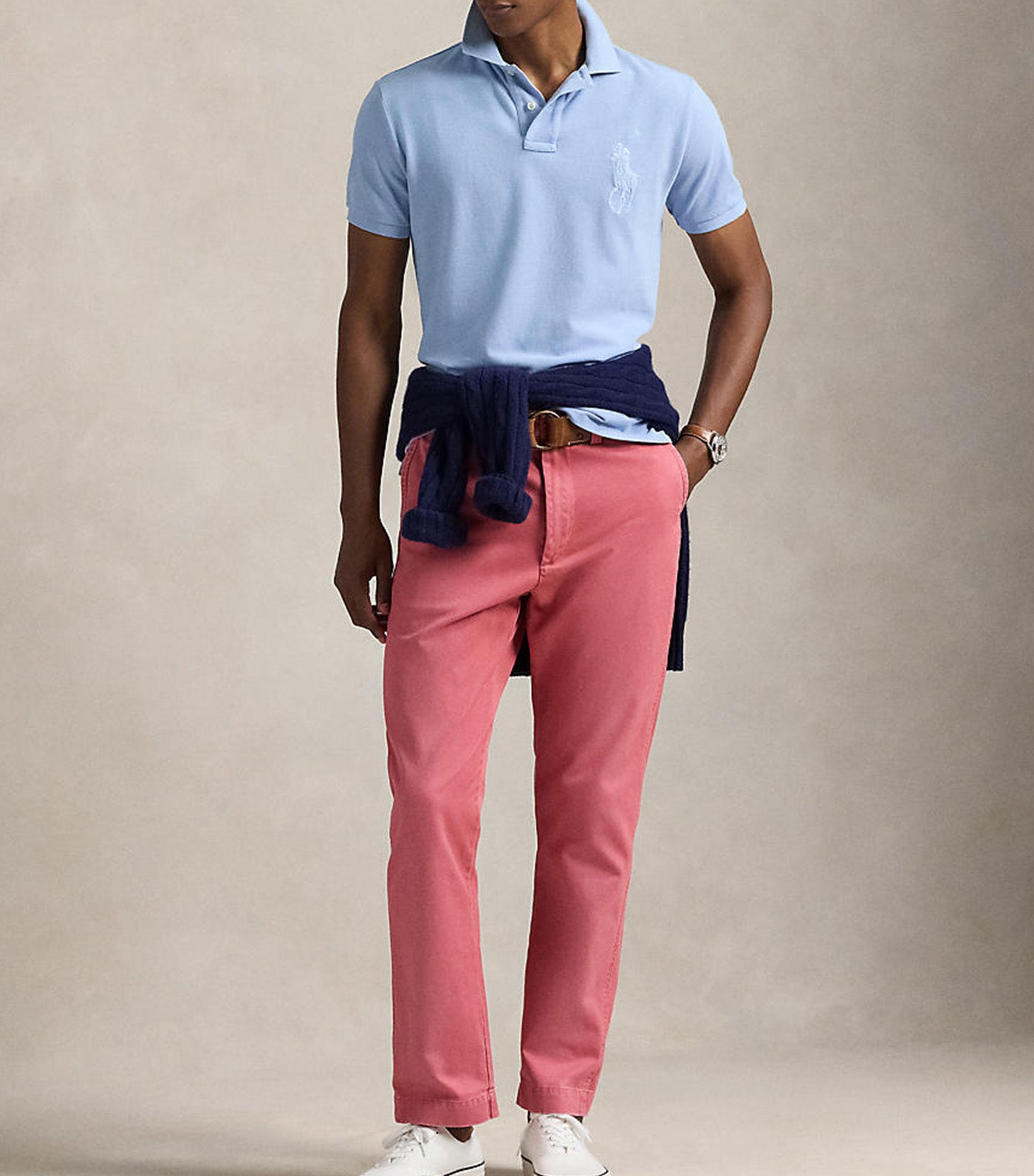 Men's Custom Slim Fit Big Pony Mesh Polo Shirt