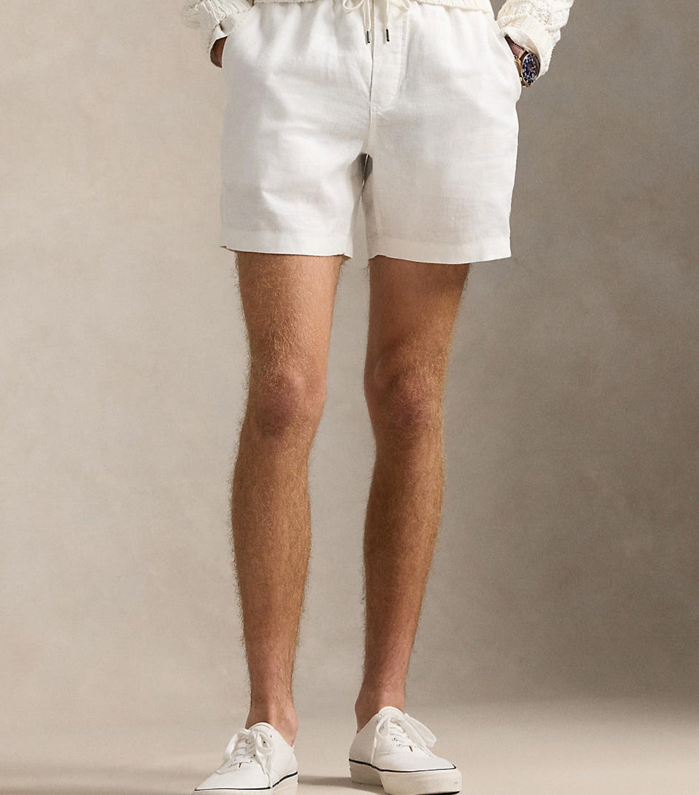Men's 6in Polo Prepster Linen Short Deckwash White