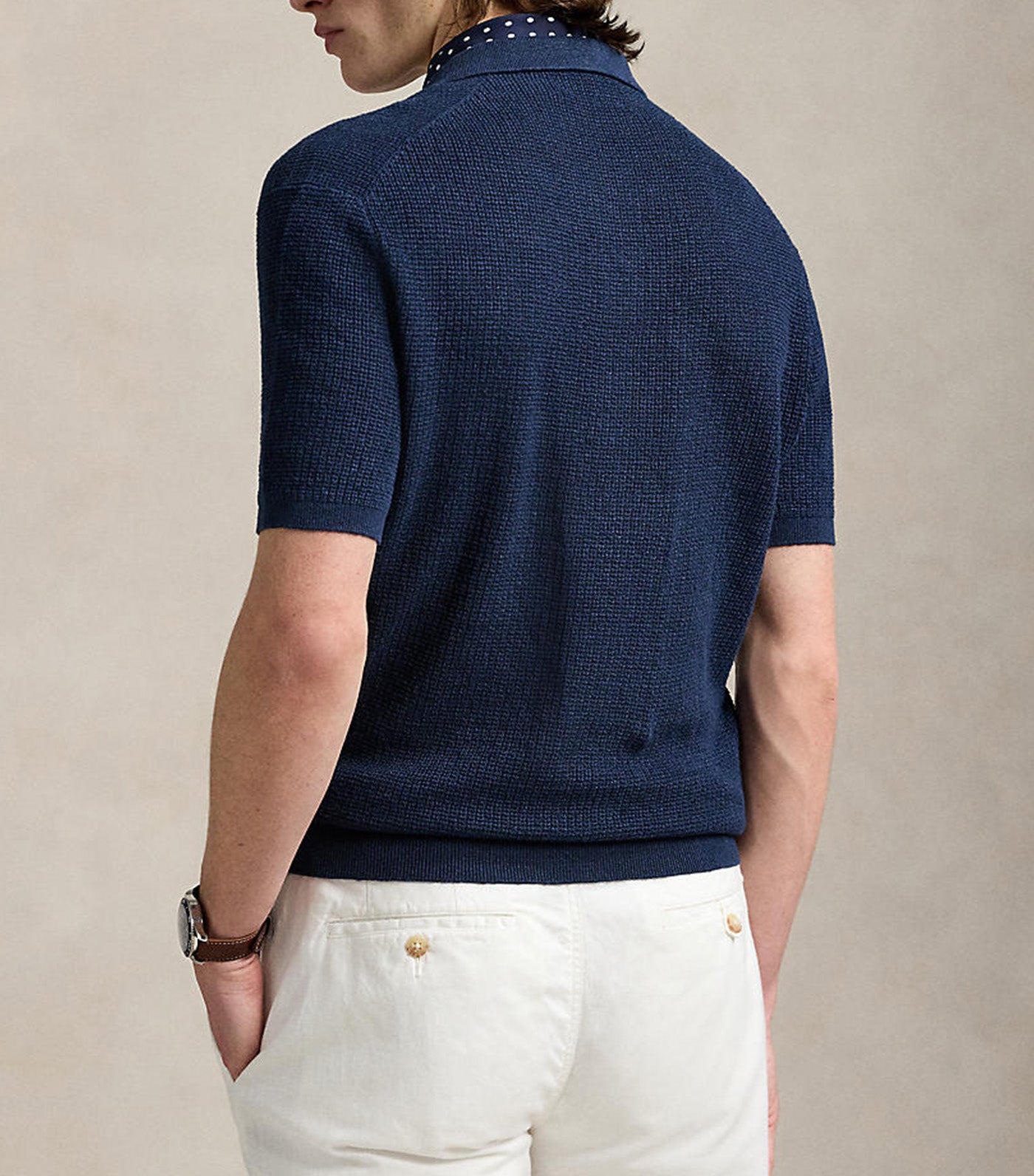 Men's Mesh-Knit Linen Short-Sleeve Sweater