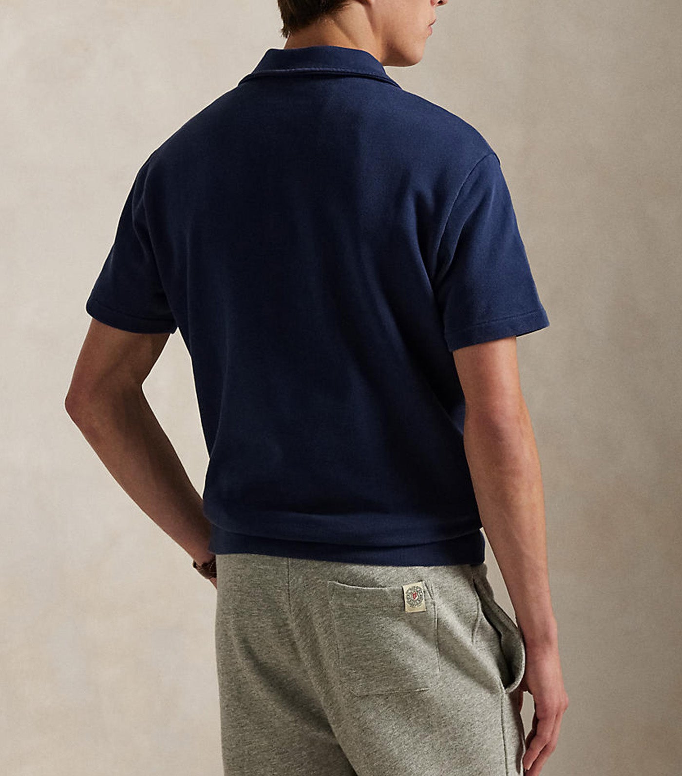 Men's Loopback Fleece Polo-Collar Sweatshirt