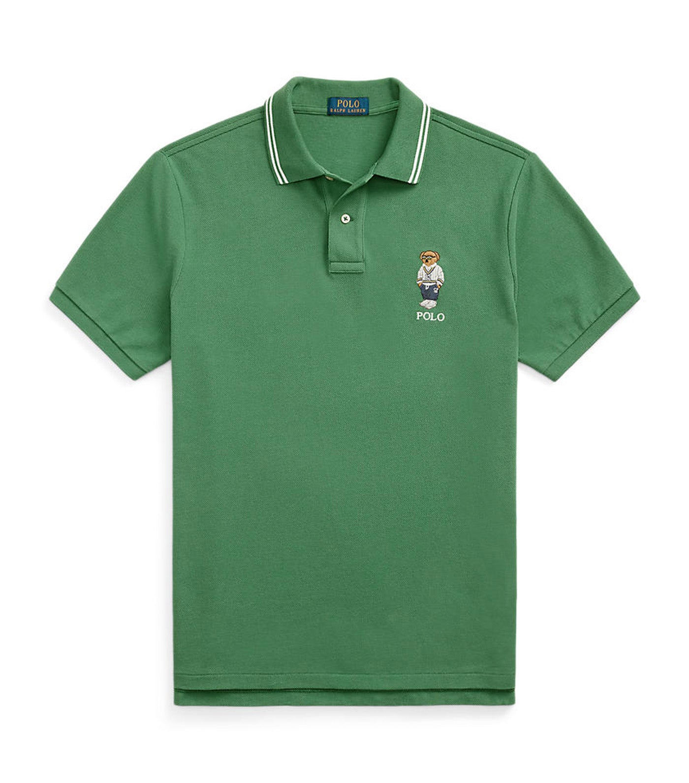Men's Custom Slim Polo Bear Mesh Polo Shirt Antique Green Icons Bear