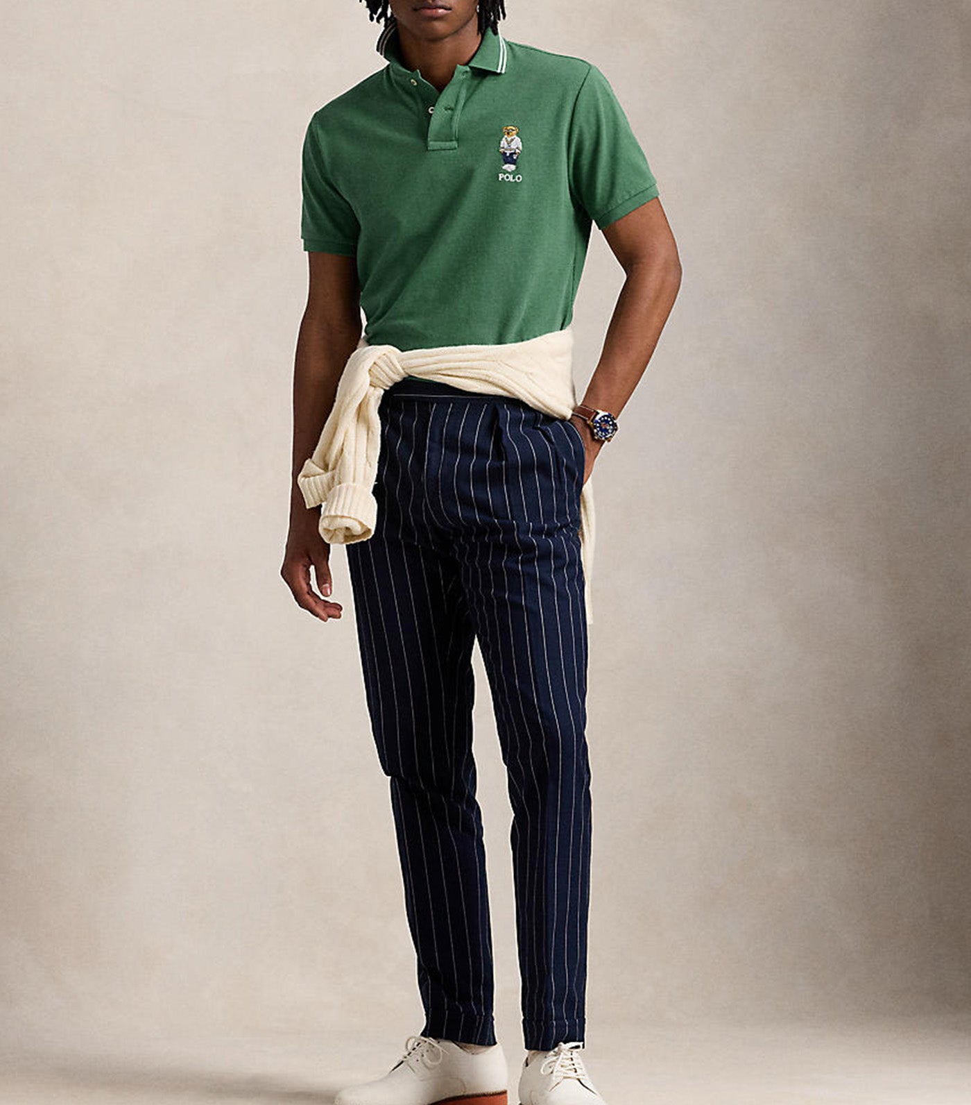 Men's Custom Slim Polo Bear Mesh Polo Shirt Antique Green Icons Bear