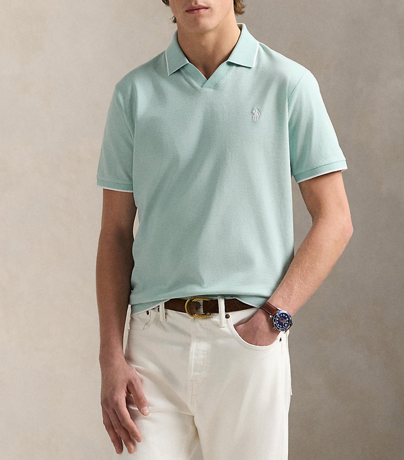 Men's Jacquard Mesh Polo Shirt