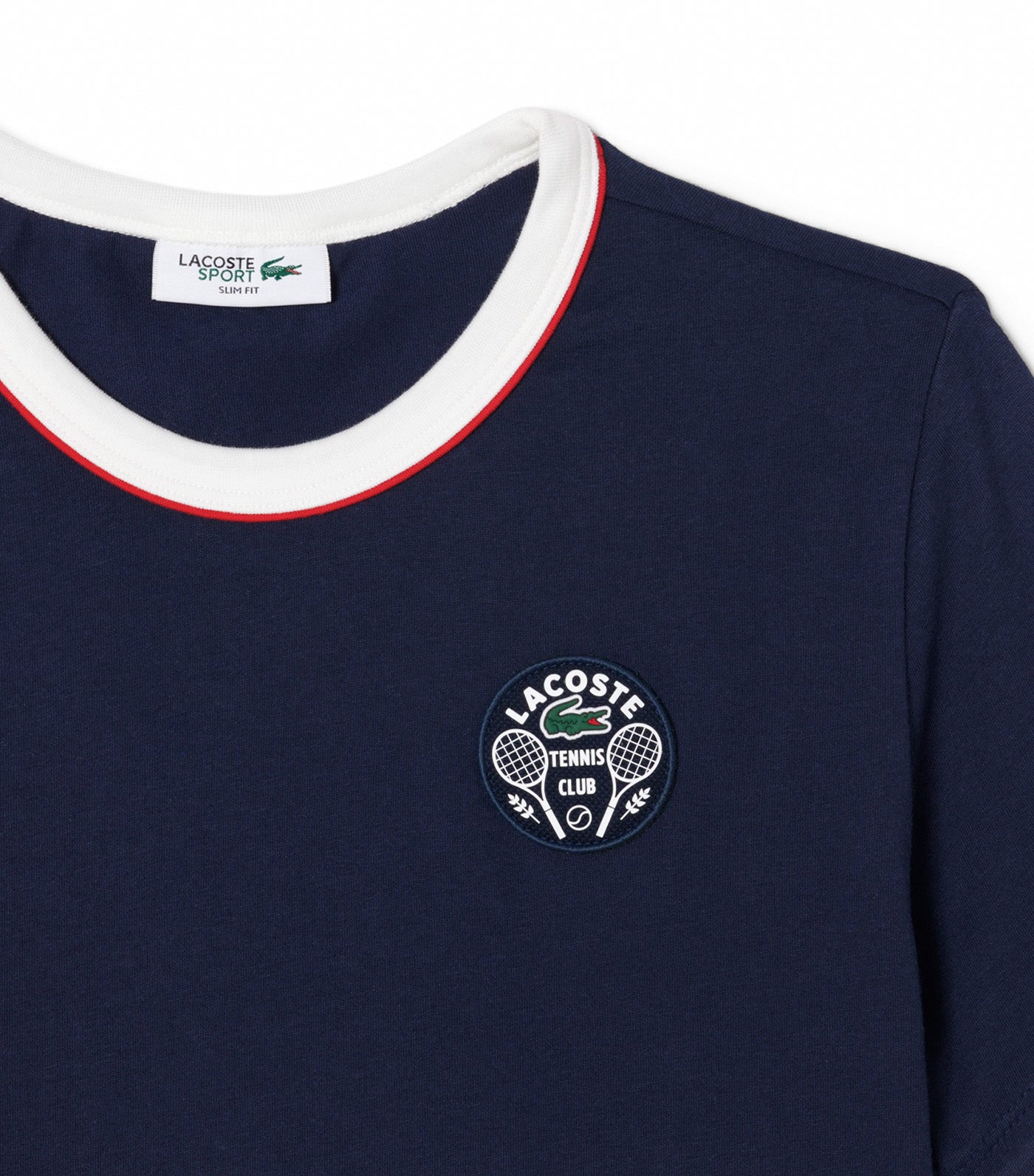Lacoste Women's Ultra Dry Tennis Heritage Badge T-Shirt Navy Blue/Flour