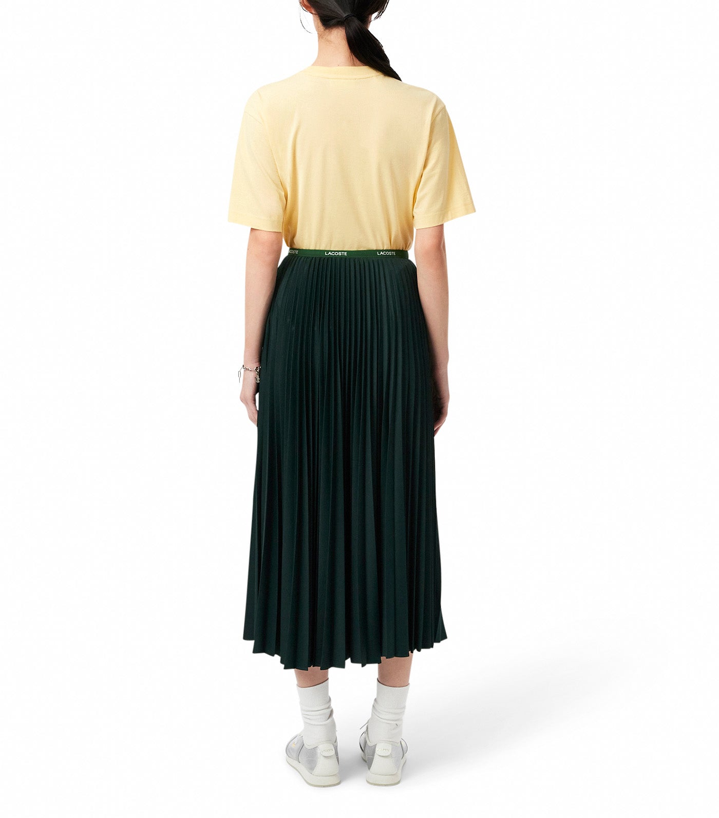 Lacoste Long Pleated Elasticated Waist Skirt Sinople