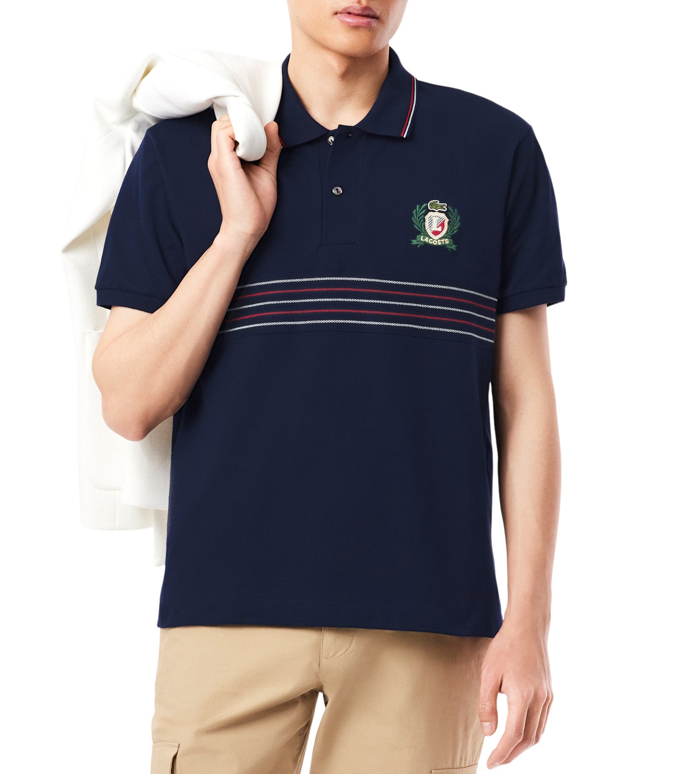 Classic Fit L.12.12 Embroidered Shield Polo Shirt Navy Blue