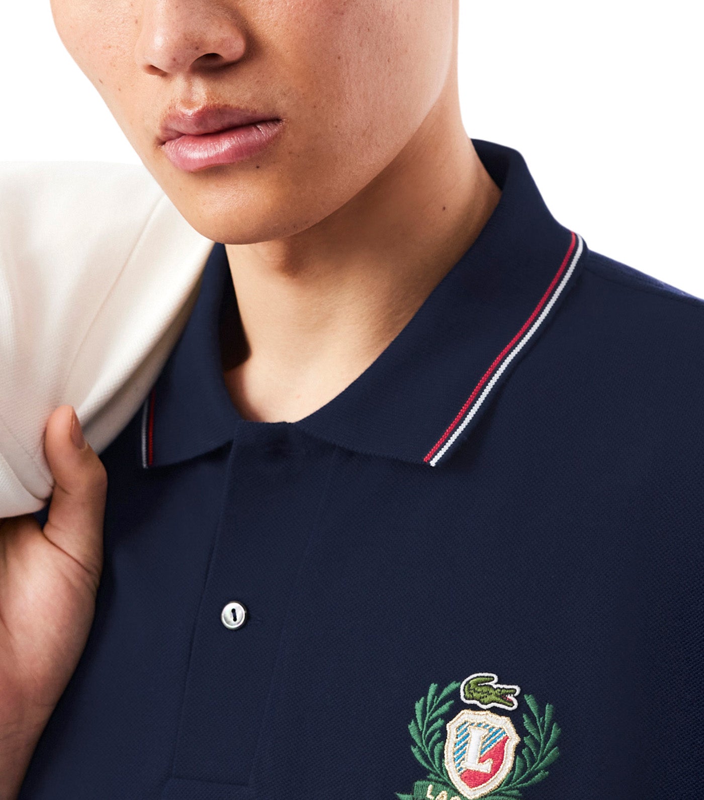 Classic Fit L.12.12 Embroidered Shield Polo Shirt Navy Blue