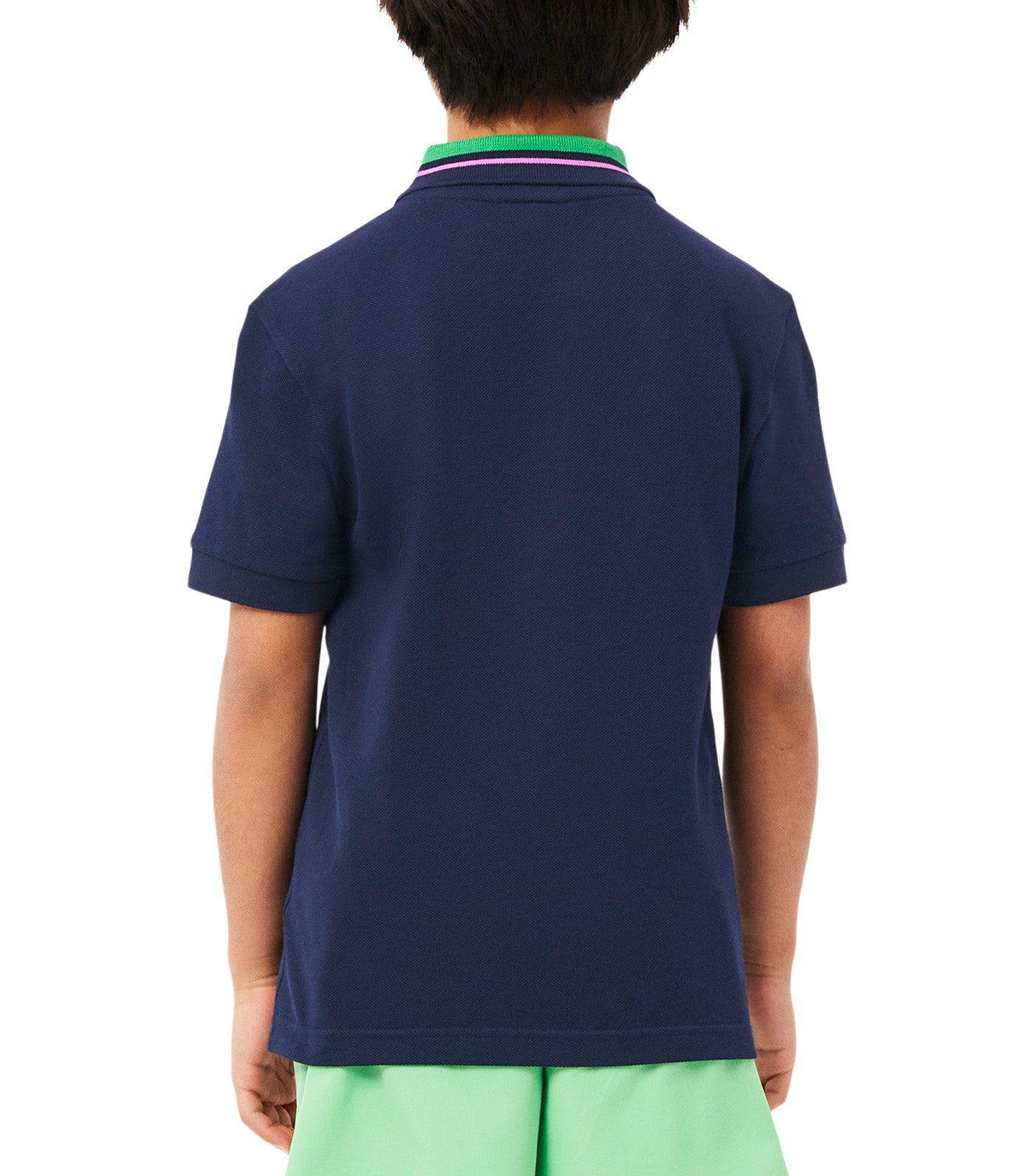 Stripe Collar Petit Piqué Polo Shirt Navy Blue/Malva/Calathea