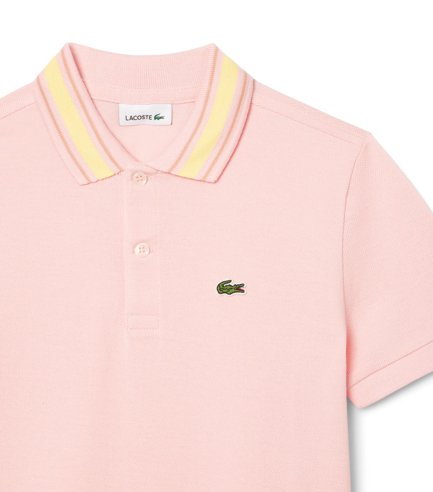 Stripe Collar Petit Piqué Polo Shirt Waterlily/Latte/Yellow