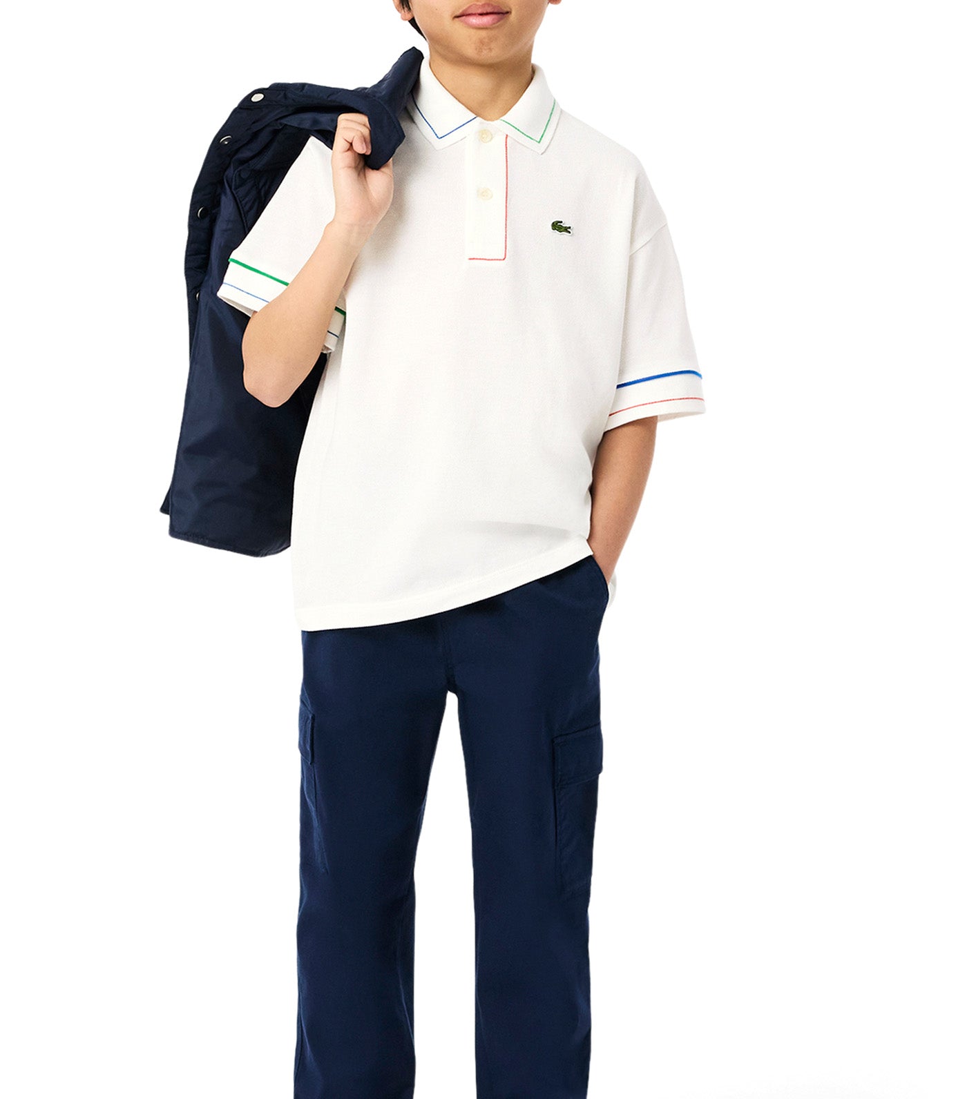 Petit Piqué Polo with Contrast Accent Flour/Multicolor