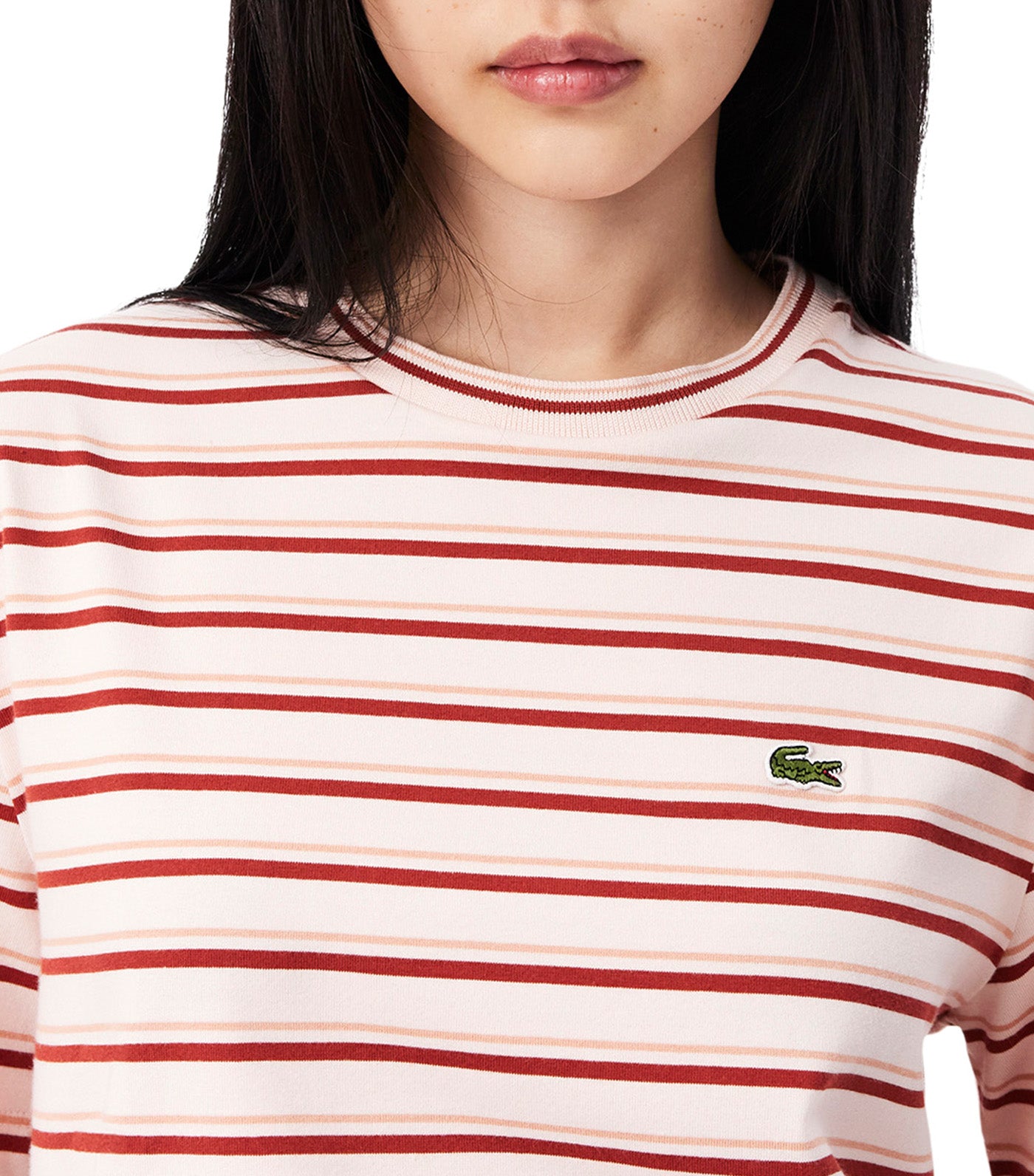 Striped Cotton T-Shirt Angora/Latte/Iberis