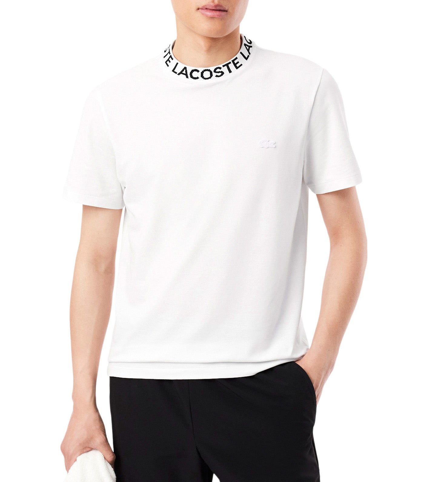 Regular Fit Jacquard Neck Stretch T-Shirt