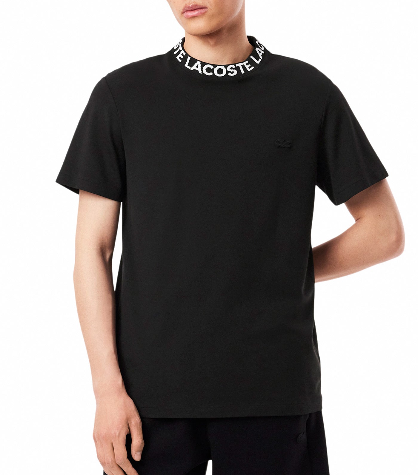 Regular Fit Jacquard Neck Stretch T-Shirt