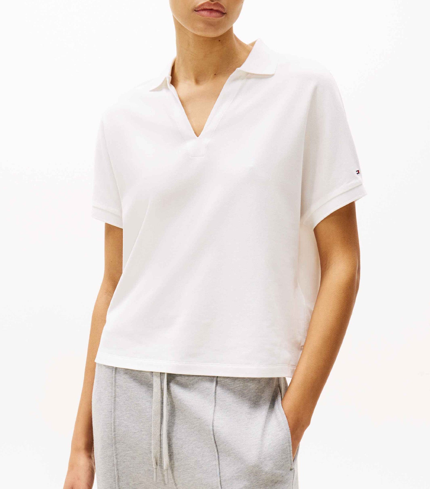 Women's Lyocell Open-Neck Relaxed Polo Ecru