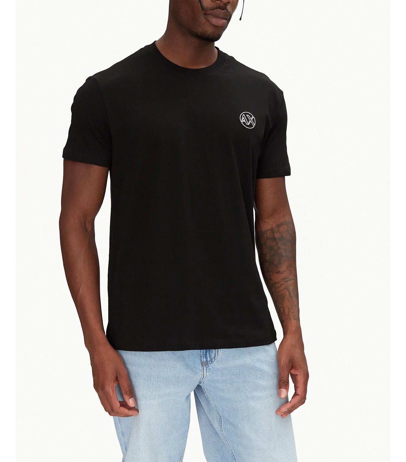Armani Exchange Regular Fit T-Shirt with Logo and Patch on the Chest Black