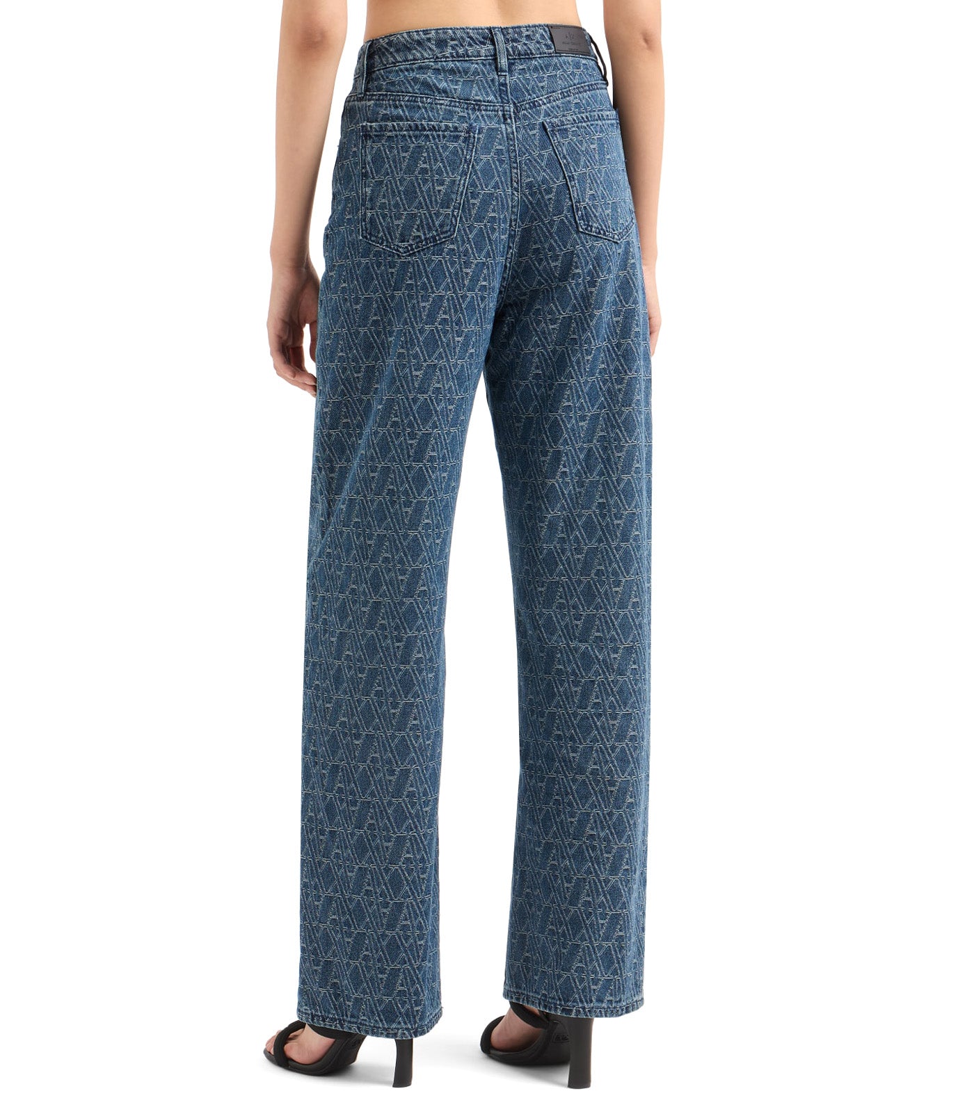 Armani Exchange Relaxed Fit Jeans with Allover ASV Logo Blue Denim Monogram